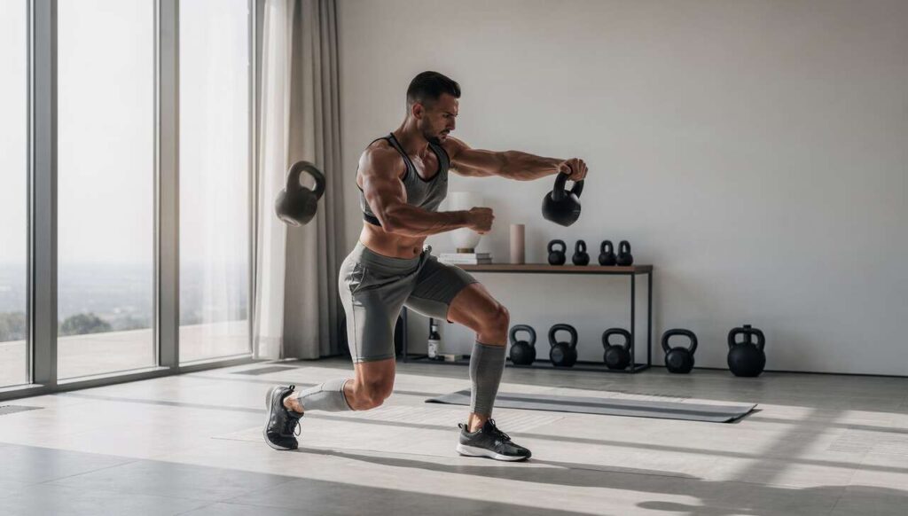 Kettlebell zamiast sztangi – trener pokazuje, jak trenować całe ciało w domu